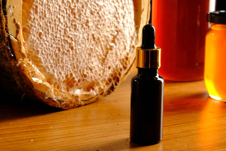 honeycomb and honey on the table