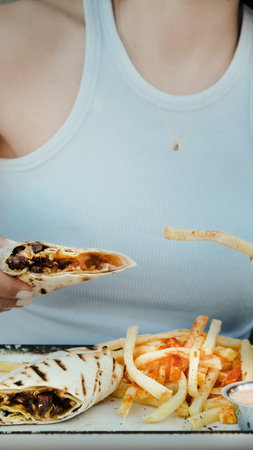 Delicious and grilled wrap sandwichの写真素材