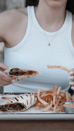 Delicious and grilled wrap sandwichの写真素材