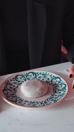 Chocolate inside thin baked dough.の写真素材