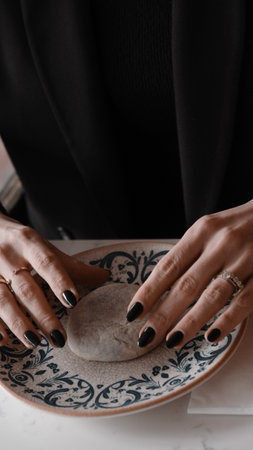 Chocolate inside thin baked dough. Turkish name is bomb.の写真素材