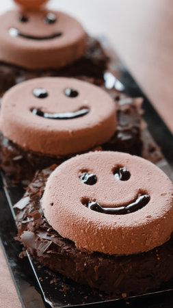 Chocolate Drip Cake with Berries and Flowersの写真素材