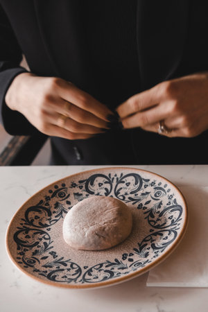 Chocolate inside thin baked dough. Turkish name is bomb.の写真素材