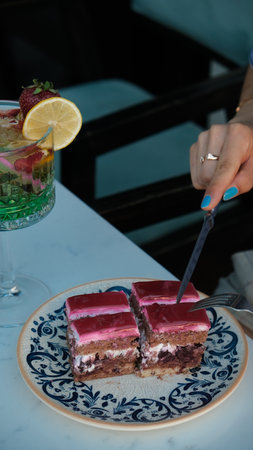 Creative Pastry Art: Birthday Cake with Modern Designの写真素材