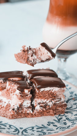 Rich and Indulgent Coffee Cake with a Streusel Toppingの写真素材