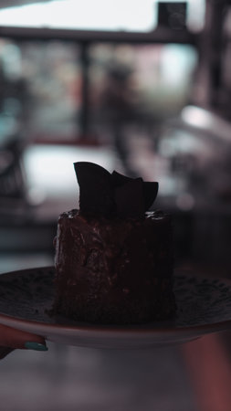 Rich and Indulgent Chocolate Cake with a Dark Chocolate Toppingの写真素材