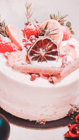 Elegant Layered Cake on a Rustic Wooden Table