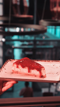 Colorful Fruit Topped Cake on White Backgroundの写真素材