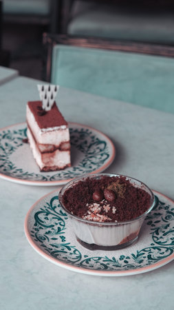 Layered Cake Slice on a Fancy Plate