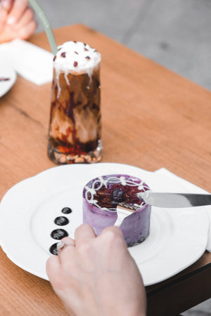 Layered Cake on a Rustic Wooden Table