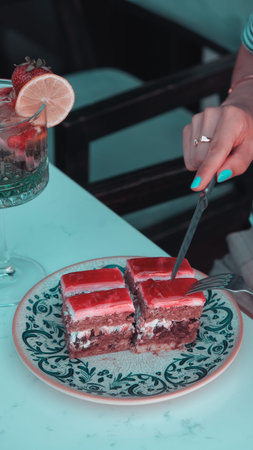 Layered Cake Slice on a Fancy Plate