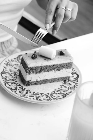 Layered Cake on a Wooden Table