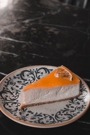 Colorful Fruit Topped Cake on White Backgroundの写真素材