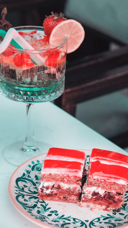 Homemade Cream Cake in Natural Lightの写真素材