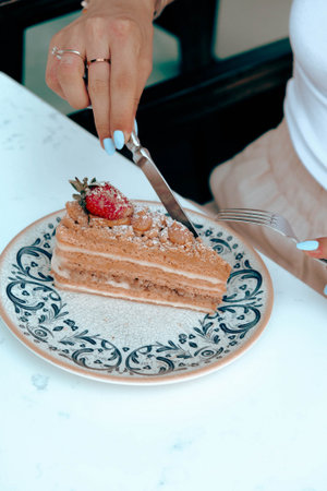 Layered Cake Slice on a Fancy Plate