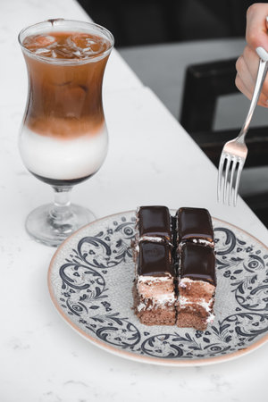 Colorful Fruit Topped Cake on White Backgroundの写真素材