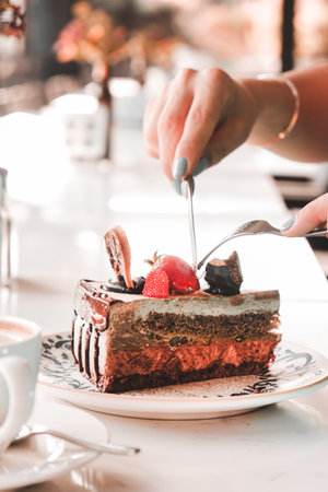 Rich and Indulgent Coffee Cake with a Streusel Toppingの写真素材