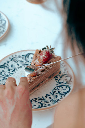 Festive Celebration Cake with Candlesの写真素材