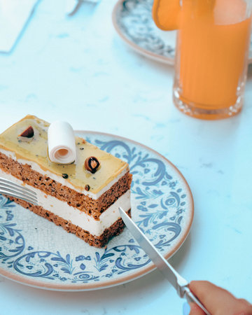 Rich and Indulgent Coffee Cake with a Streusel Toppingの写真素材