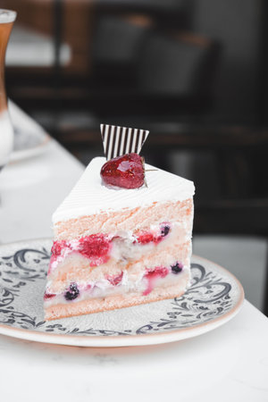 Layered Cake Slice on a Fancy Plate