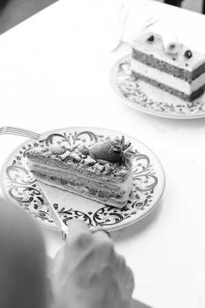 Festive Celebration Cake with Candlesの写真素材