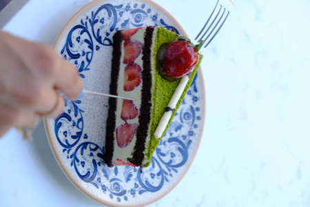 Creative Pastry Art: Birthday Cake with Modern Designの写真素材