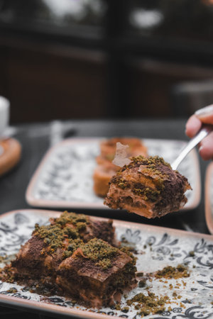 Layered Cake Slice on a Fancy Plate
