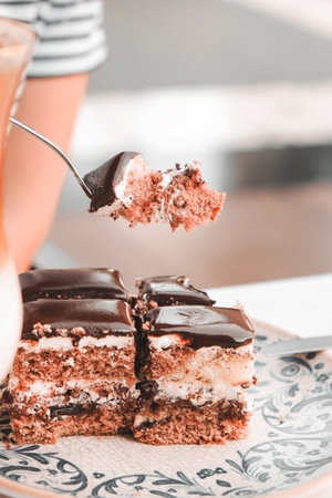 Rich and Indulgent Coffee Cake with a Streusel Toppingの写真素材