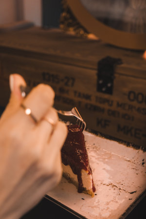 Homemade Cream Cake in Natural Lightの写真素材