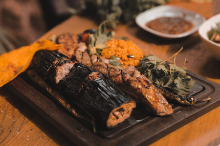 Barbecue style kebab ready to eatの写真素材