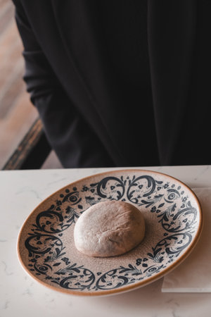 Chocolate inside thin baked dough.の写真素材