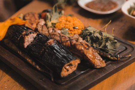 Hearty kebab meal served hotの写真素材