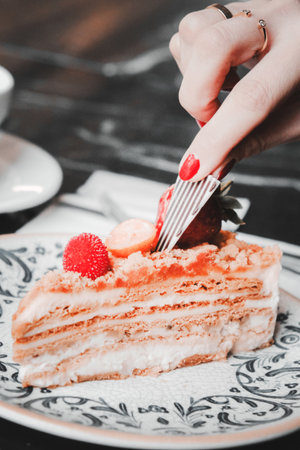 Rich and Indulgent Coffee Cake with a Streusel Toppingの写真素材