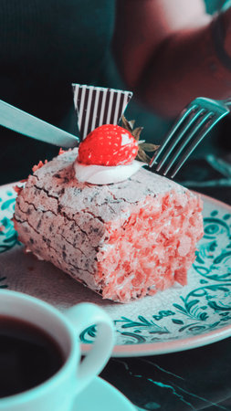 Colorful Fruit Topped Cake on White Background