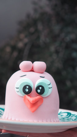 Pink Cake with Berriesの写真素材