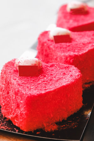 Chocolate Drip Cake with Berries and Flowersの写真素材