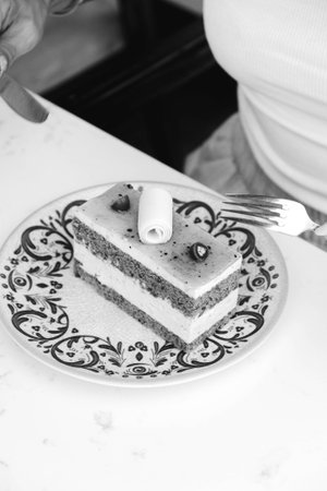 Layered Cake Slice on a Fancy Plate