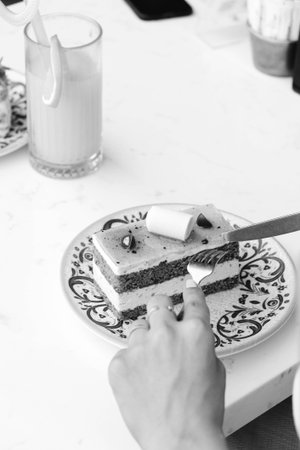 Creative Pastry Art: Birthday Cake with Modern Designの写真素材