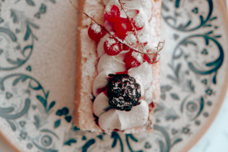 Layered Cake Slice on a Fancy Plate