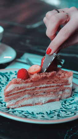 Rich and Indulgent Coffee Cake with a Streusel Toppingの写真素材