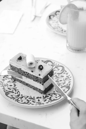 Layered Cake Slice on a Fancy Plate
