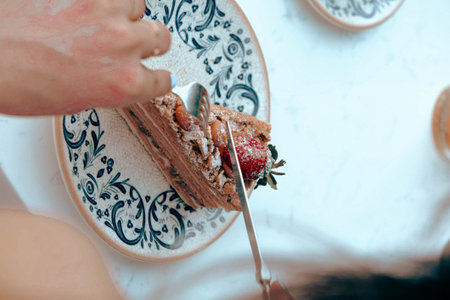 Elegant Layered Cake on a Rustic Wooden Table