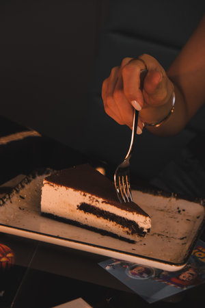 Festive Celebration Cake with Candlesの写真素材