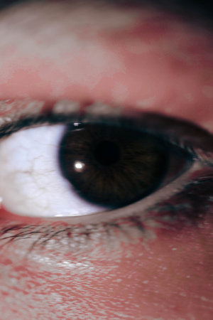Beautiful macro closeup shot of a human's deep eyesの写真素材