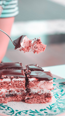 Layered Cake Slice on a Fancy Plate