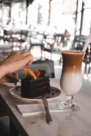 Rich and Indulgent Coffee Cake with a Streusel Toppingの写真素材