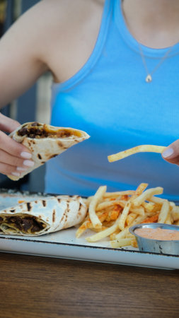 Delicious and grilled wrap sandwichの写真素材