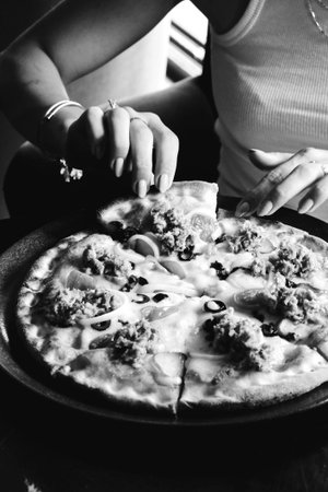 Delicious Mixture pizza Italian foodの写真素材