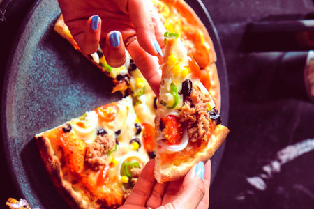 Delicious Mixture pizza Italian foodの写真素材