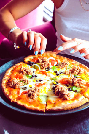 Delicious Mixture pizza Italian foodの写真素材